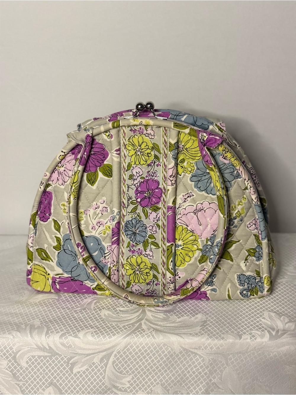 Vera Bradley Quilted Floral Frame Satchel-Retired Pattern- Double Compartment